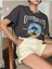 Kadın / Kız Füme Oversize T-Shirt University Baskılı 3
