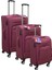 Bordo Kabin (Küçük) Orta ve Büyük Boy 3'lü Carry-On Lüks Kumaş Valiz Seti ES0043 1