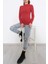Casual Kadın Triko Yarım Balıkçı Yaka Kırmızı Dar Kalıp Slimfit Yeni Sezon 2