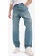 %100 Pamuk Baggy Fit Geniş Kalıp Normal Bel Geniş Paça Soluk Efektli Jean Pantolon D7279AX25SP 1