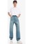 %100 Pamuk Baggy Fit Geniş Kalıp Normal Bel Geniş Paça Soluk Efektli Jean Pantolon D7279AX25SP 2