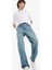 %100 Pamuk Baggy Fit Geniş Kalıp Normal Bel Geniş Paça Soluk Efektli Jean Pantolon D7279AX25SP 4