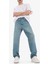 %100 Pamuk Baggy Fit Geniş Kalıp Normal Bel Geniş Paça Soluk Efektli Jean Pantolon D7279AX25SP 5