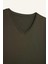 %100 Pamuk Slim Fit Dar Kesim V Yaka Basic Düz Kısa Kollu Tişört M7668AZ25SP 2