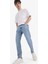 %100 Pamuk 90's Slim Fit Dar Kalıp Yüksek Bel Dar Paça Kar Yıkamalı Jean Pantolon F0161AX25SP 2