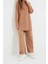 Moda Triko Yüksek Bel Düz Polo Yaka Düşük Kol Casual Günlük Polo Yaka Tunik-Pantolon Triko Takım 3