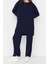 Moda Triko Yüksek Bel Düz Polo Yaka Düşük Kol Casual Günlük Polo Yaka Tunik-Pantolon Triko Takım 2