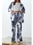 Moda Dokuma Baskılı Degaje Yaka Casual Günlük Siyah Desenli Kimono Pantolon Dokuma Alt-Üst Takım 1