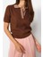 Moda Polo Yaka Triko Regular Düz Desen Casual Günlük Regular Kısa Kol Bluz 2