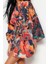 Moda Dokuma Regular Kalıp Crop V Yaka Ispanyol Kol Kelly Basic Tropikal Desen Kimono Kaftan 1