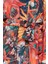 Moda Dokuma Regular Kalıp Crop V Yaka Ispanyol Kol Kelly Basic Tropikal Desen Kimono Kaftan 4