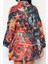 Moda Dokuma Regular Kalıp Crop V Yaka Ispanyol Kol Kelly Basic Tropikal Desen Kimono Kaftan 5