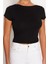 Moda Bisiklet Yaka Örme Slim Düz Desen Casual Günlük Crop Kısa Kol Bluz 1