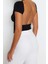 Moda Bisiklet Yaka Örme Slim Düz Desen Casual Günlük Crop Kısa Kol Bluz 2