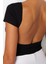 Moda Bisiklet Yaka Örme Slim Düz Desen Casual Günlük Crop Kısa Kol Bluz 4