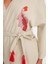 Moda Dokuma Regular Kalıp Uzun V Yaka Standart Kol Keten Karışımlı Kruvaze Etnik Desen Kimono Kaftan 4