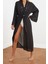 Moda Dokuma Regular Kalıp Uzun V Yaka Ispanyol Kol Flamlı Pamuk Basic Düz Desen Kimono Kaftan 2