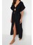 Moda Dokuma Oversize Kalıp Uzun V Yaka Standart Kol Müslin Kruvaze Düz Desen Kimono Kaftan 2