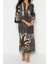 Moda Dokuma Rahat Kalıp Uzun Gömlek Yaka Standart Kol Vual Basic Çizgili Desen Kimono Kaftan 2