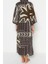 Moda Dokuma Rahat Kalıp Uzun Gömlek Yaka Standart Kol Vual Basic Çizgili Desen Kimono Kaftan 5