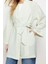 Moda Dokuma Rahat Kalıp Midi V Yaka Düşük Kol Gofre Kruvaze Çizgili Tesettür Giyim Kimono Kaftan 3