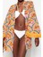 Moda Dokuma Regular Kalıp Crop V Yaka Ispanyol Kol Vual Basic Çiçekli Desen Kimono Kaftan 1