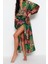 Moda Dokuma Regular Kalıp Uzun Şal Yaka Standart Kol Shally Basic Tropikal Desen Kimono Kaftan 2
