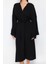 Moda Dokuma Regular Kalıp Uzun V Yaka Normal Kol Flamlı Pamuk Eteği Fırfırlı Düz Desen Kimono Kaftan 1