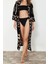 Moda Dokuma Regular Kalıp Uzun V Yaka Standart Kol Shally Basic Geometrik Desen Kimono Kaftan 2
