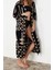 Moda Dokuma Regular Kalıp Uzun V Yaka Standart Kol Shally Basic Geometrik Desen Kimono Kaftan 4