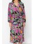 Moda Dokuma Regular Kalıp Uzun Şal Yaka Standart Kol Shally Basic Tropikal Desen Kimono Kaftan 1
