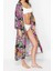 Moda Dokuma Regular Kalıp Uzun Şal Yaka Standart Kol Shally Basic Tropikal Desen Kimono Kaftan 2