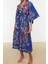 Moda Dokuma Regular Kalıp Uzun V Yaka Standart Kol Vual Basic Şal Desen Kimono Kaftan 1