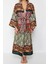 Moda Dokuma Regular Kalıp Regular V Yaka Standart Kol Flamlı Pamuk Basic Etnik Desen Kimono Kaftan 1