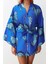 Moda Dokuma Regular Kalıp Crop V Yaka Ispanyol Kol Kelly Basic Tropikal Desen Kimono Kaftan 1
