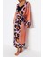 Moda Dokuma Rahat Kalıp Uzun V Yaka Standart Kol Shally Basic Animal Desen Kimono Kaftan 3