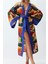 Moda Dokuma Regular Kalıp Uzun Kruvaze Standart Kol Shally Kruvaze Soyut Desen Kimono Kaftan 4