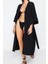Moda Örme Regular Kalıp Uzun V Yaka Büzgülü/fırfırlı Kol Müslin Basic Düz Desen Kimono Kaftan 2
