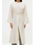 Moda Dokuma Rahat Kalıp Regular V Yaka Düşük Kol Keten Görünüm Kruvaze Tesettür Giyim Kimono Kaftan 1
