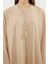 Moda Dokuma Rahat Kalıp Maxi V Yaka Düşük Kol Keten Görünümlü Basic Tesettür Giyim Kimono Kaftan 4