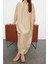 Moda Dokuma Rahat Kalıp Maxi V Yaka Düşük Kol Keten Görünümlü Basic Tesettür Giyim Kimono Kaftan 2