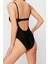 Kadın Moda Atma Kap Askılı Brief Yaka Siyah Straplez Aksesuarlı High Leg Regular Mayo 5