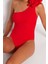 Kadın Moda Atma Kap Askılı Slip Yaka Zümrüt Yeşili Tek Omuz Çiçek Aplikeli Regular Mayo 1
