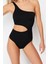 Kadın Moda Atma Kap Cut Out Tek Kol Carmen Yaka Siyah Tek Omuz Cut Out Pencereli Regular Mayokini 2