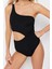 Kadın Moda Atma Kap Cut Out Tek Kol Carmen Yaka Siyah Tek Omuz Cut Out Pencereli Regular Mayokini 3