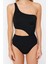 Kadın Moda Atma Kap Cut Out Tek Kol Carmen Yaka Siyah Tek Omuz Cut Out Pencereli Regular Mayokini 5