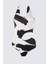 Kadın Moda Atma Kap Askılı Brazilian Yaka Soyut Desenli Tek Omuz Cut Out Pencereli Regular Mayo 1