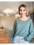 Naturel Yaka Oversize Ince Triko Mint Yeşili 1