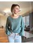 Naturel Yaka Oversize Ince Triko Mint Yeşili 3