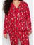 Tarz Rahat Büyük Beden Uzun Kollu Boru Paça Yılbaşı Temalı Örme Pijama Takımı 2